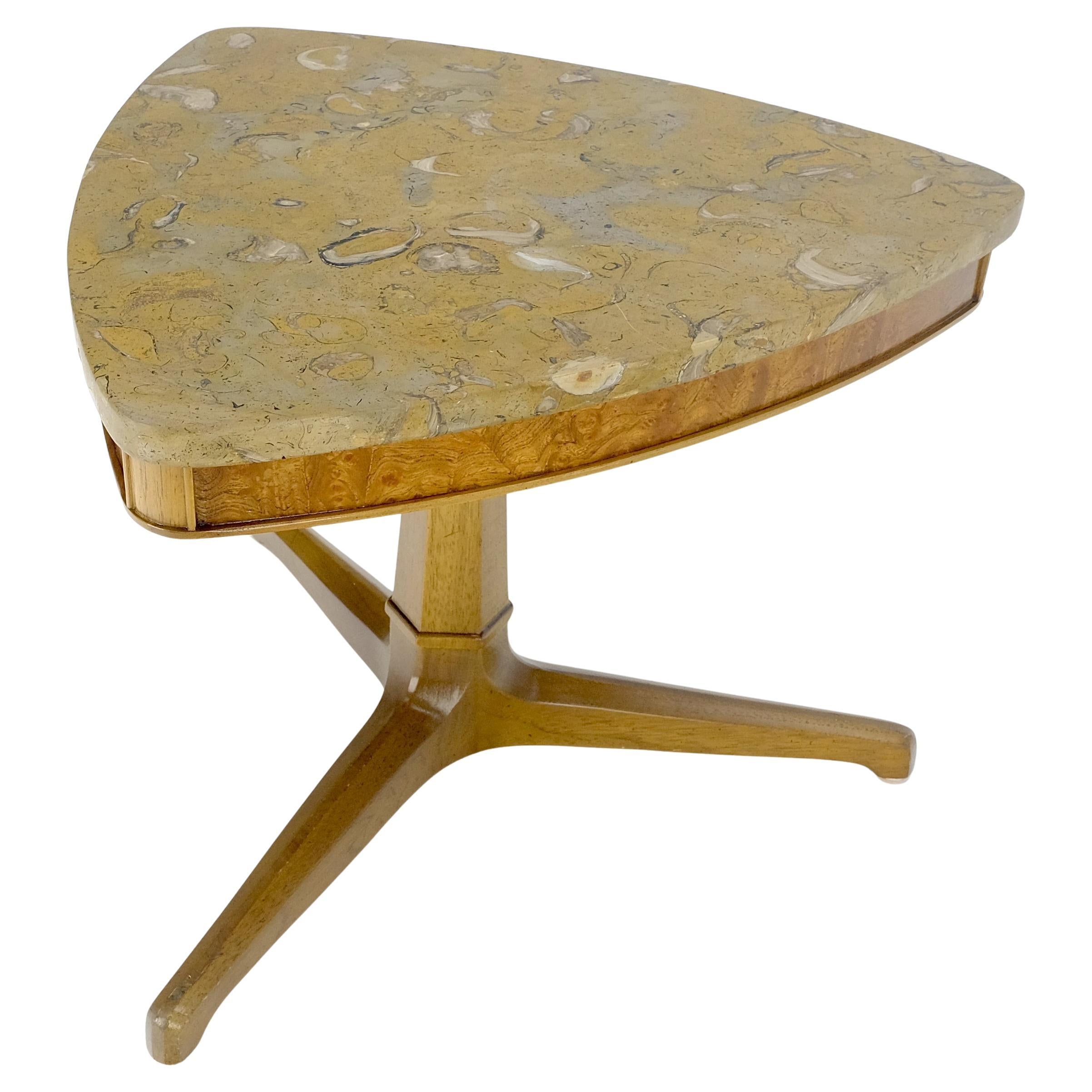 Tomlinson Triangular Marble Top Side End Occasional Table Stand c1970s MINT For Sale