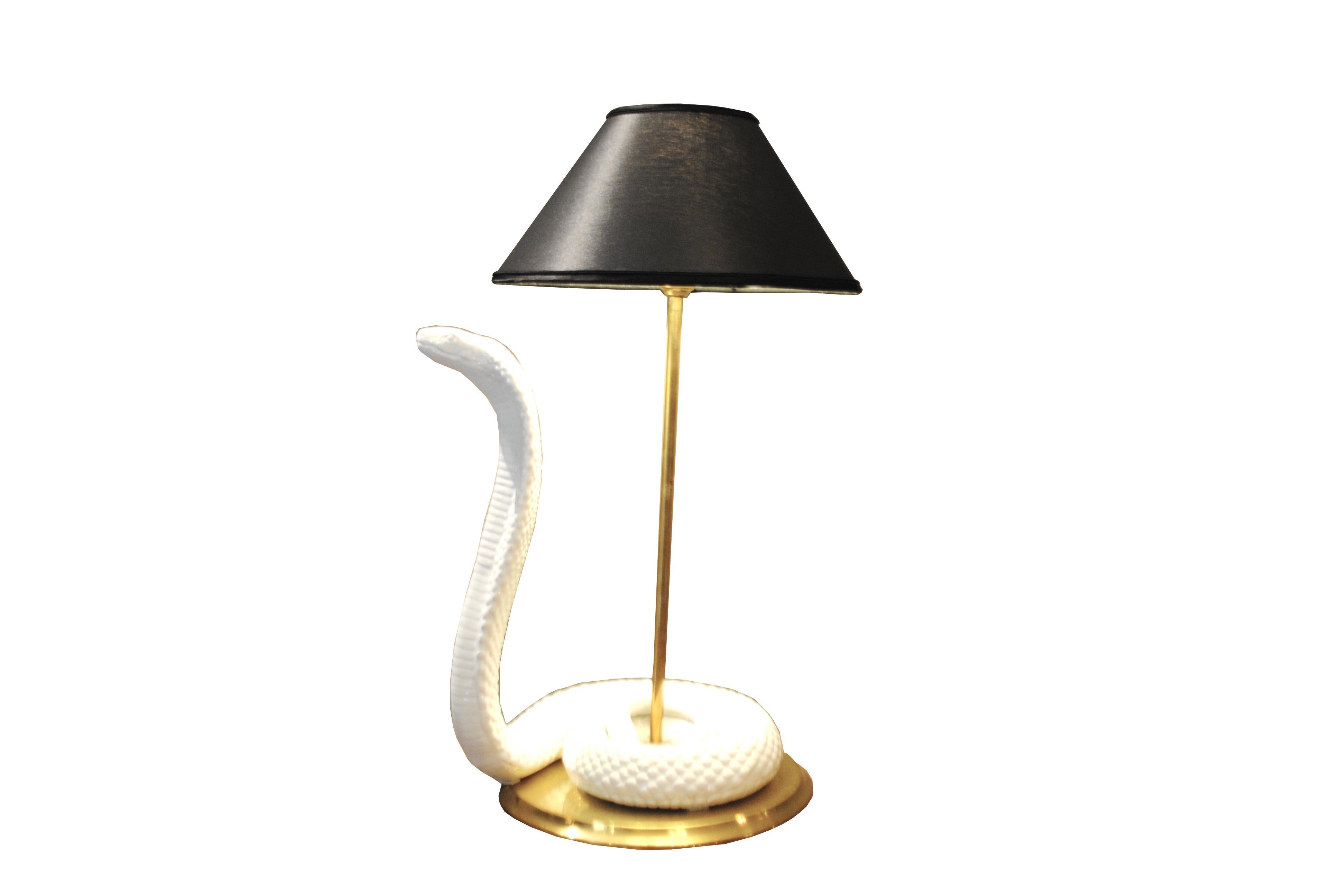 Italian Tommaso Barbi 1960s Table Lamp in Ceramic and Brass For Sale