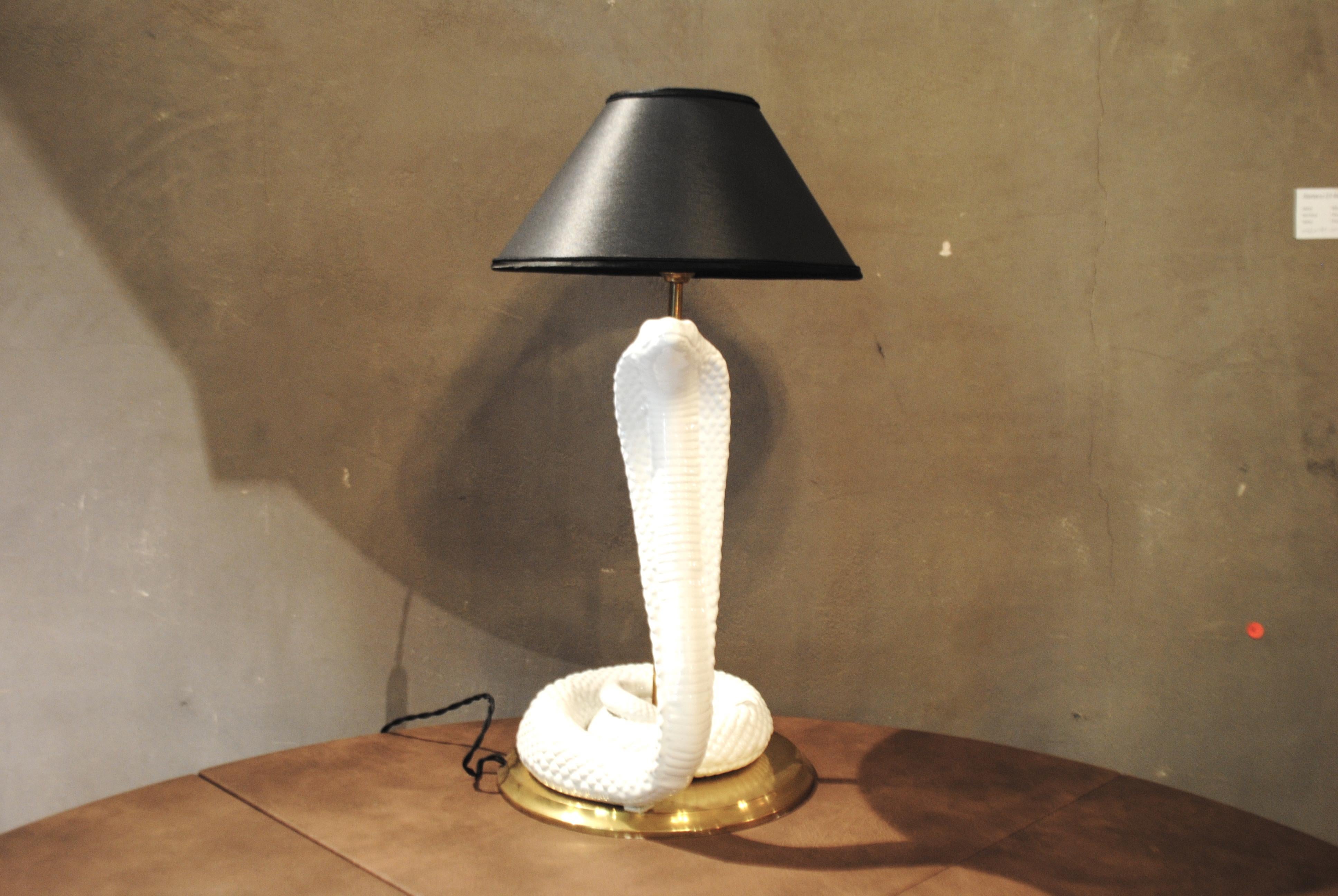 Tommaso Barbi 1960s Table Lamp in Ceramic and Brass In Good Condition For Sale In bari, IT