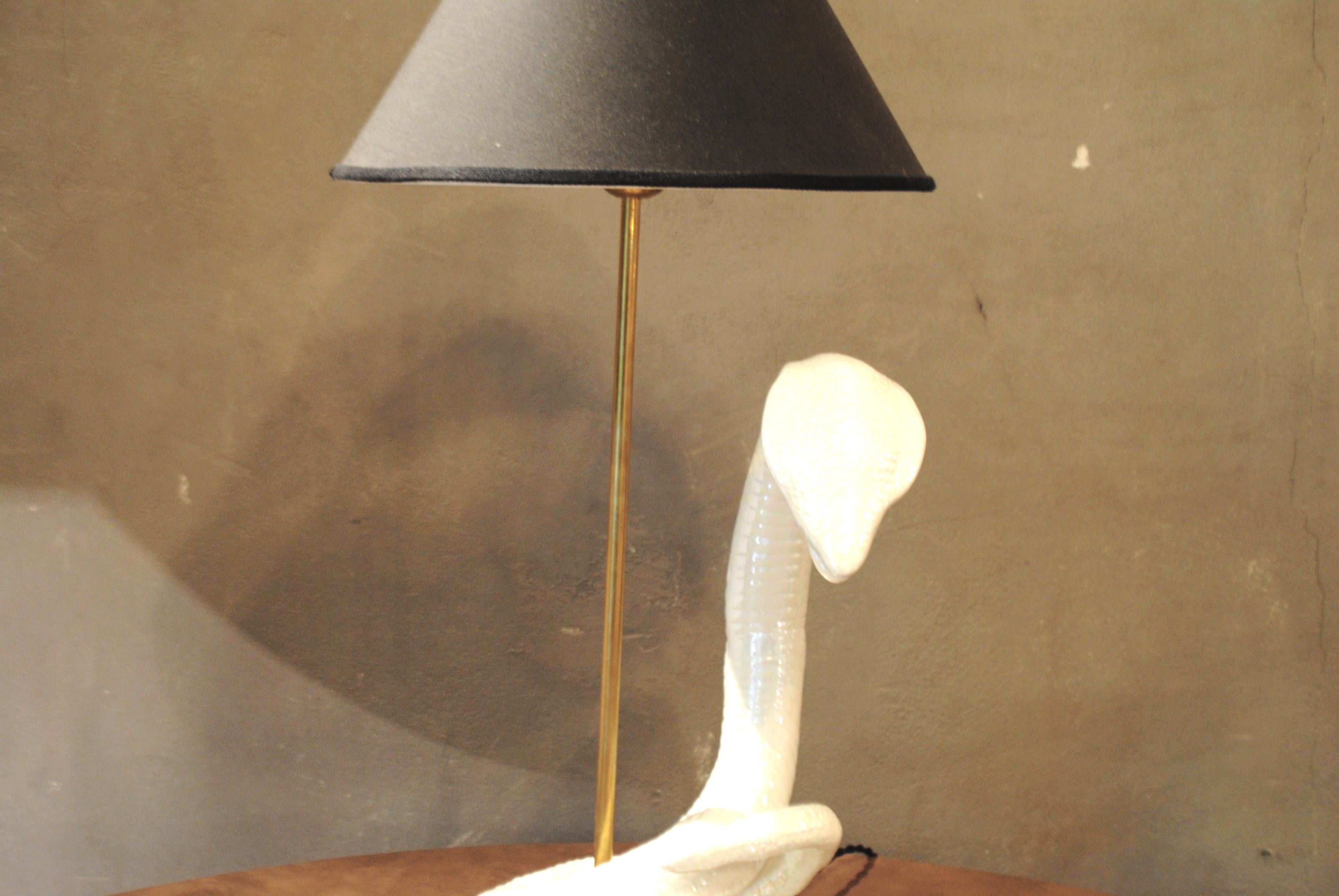 Mid-20th Century Tommaso Barbi 1960s Table Lamp in Ceramic and Brass