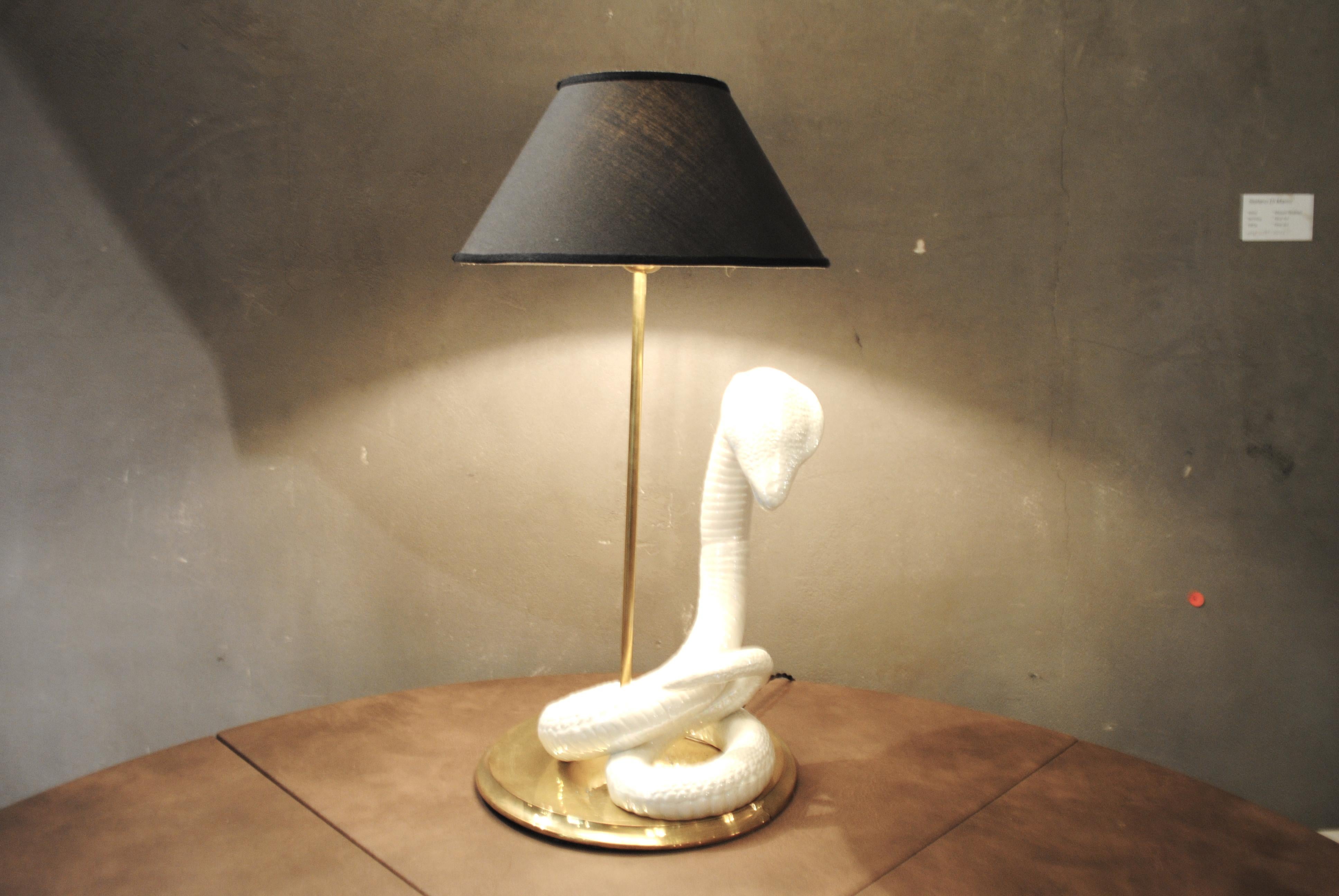 Tommaso Barbi 1960s Table Lamp in Ceramic and Brass 1