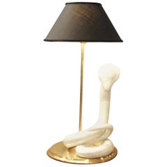 Tommaso Barbi 1960s Table Lamp in Ceramic and Brass