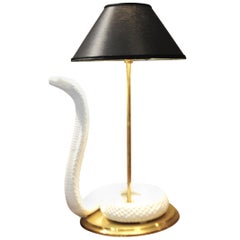 Lampe de bureau Tommaso Barbi des années 1960 en céramique et laiton