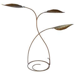 Tommaso Barbi 1970s Italian Brass Leaf Floor Lamp
