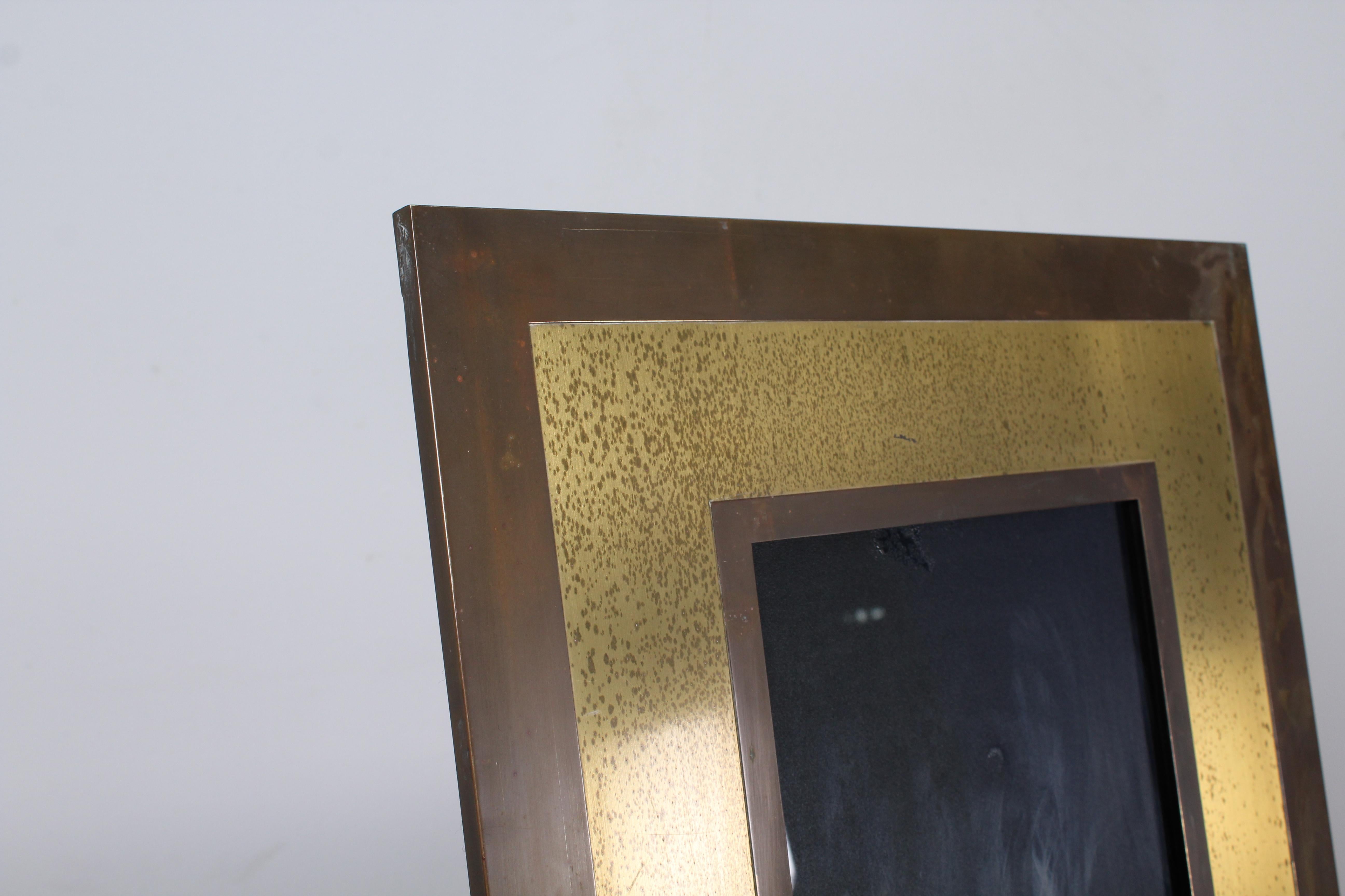 Midcentury Brass Large Picture Frame Tommaso Barbi Italy 1970s  4