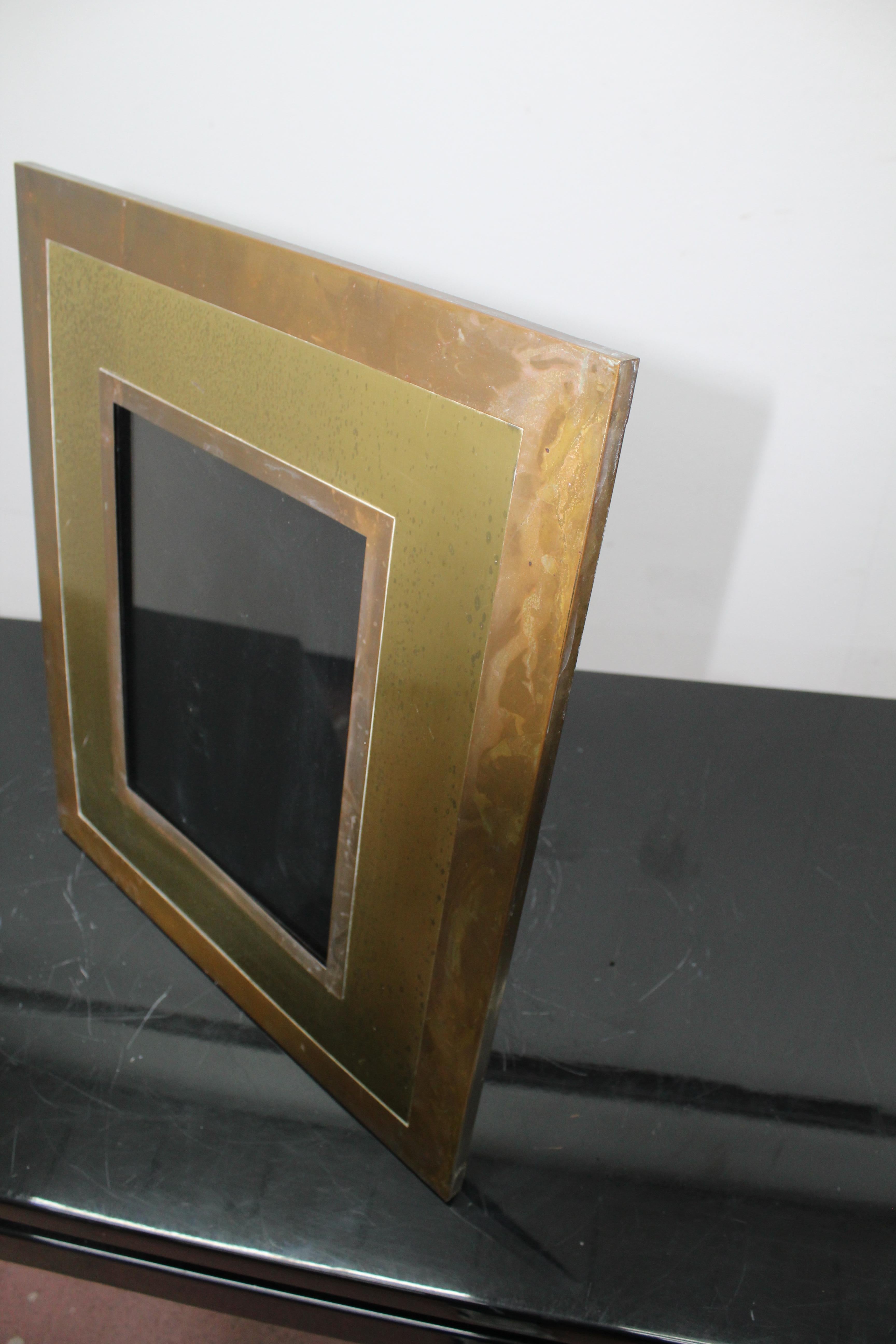 Midcentury Brass Large Picture Frame Tommaso Barbi Italy 1970s  6