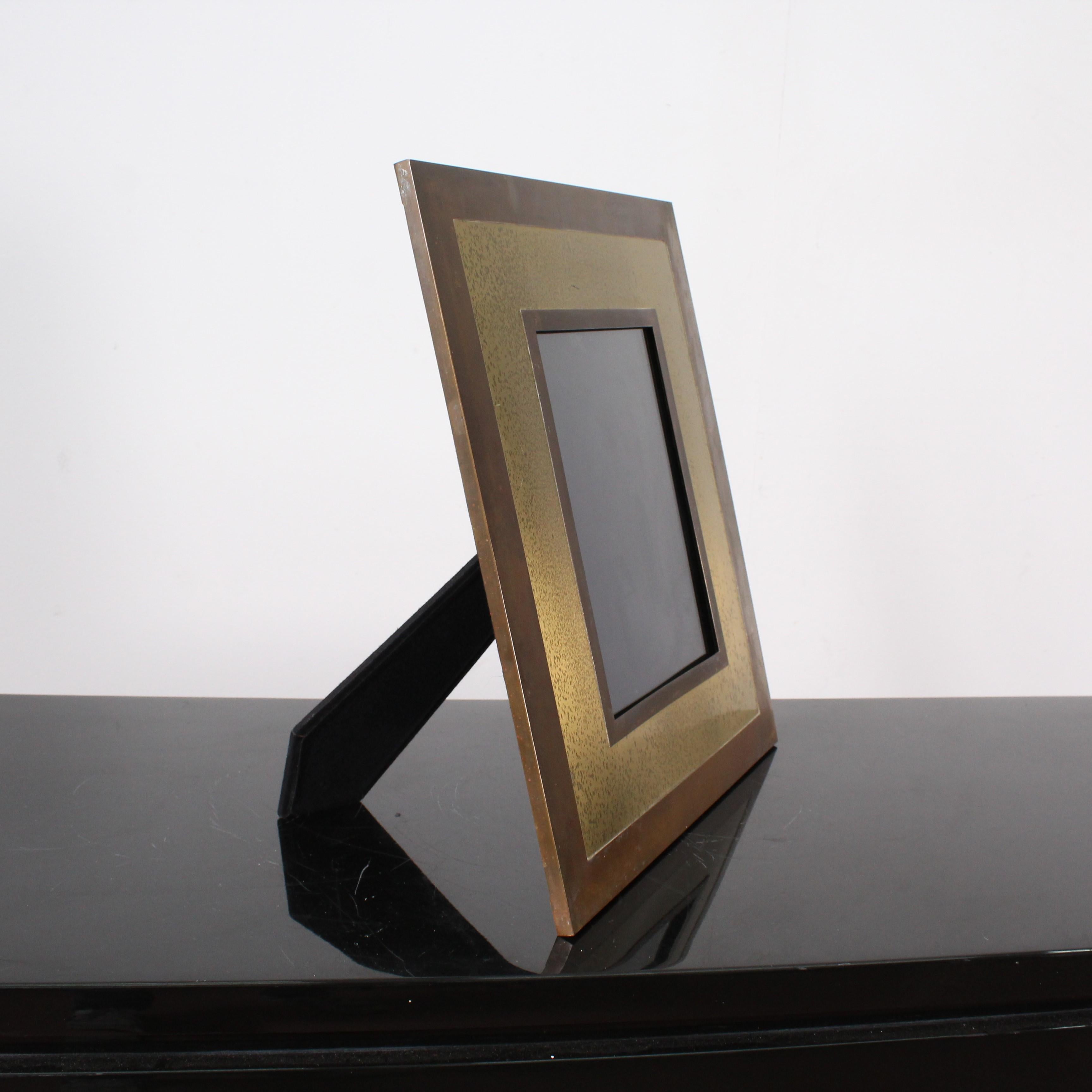 Midcentury Brass Large Picture Frame Tommaso Barbi Italy 1970s  7