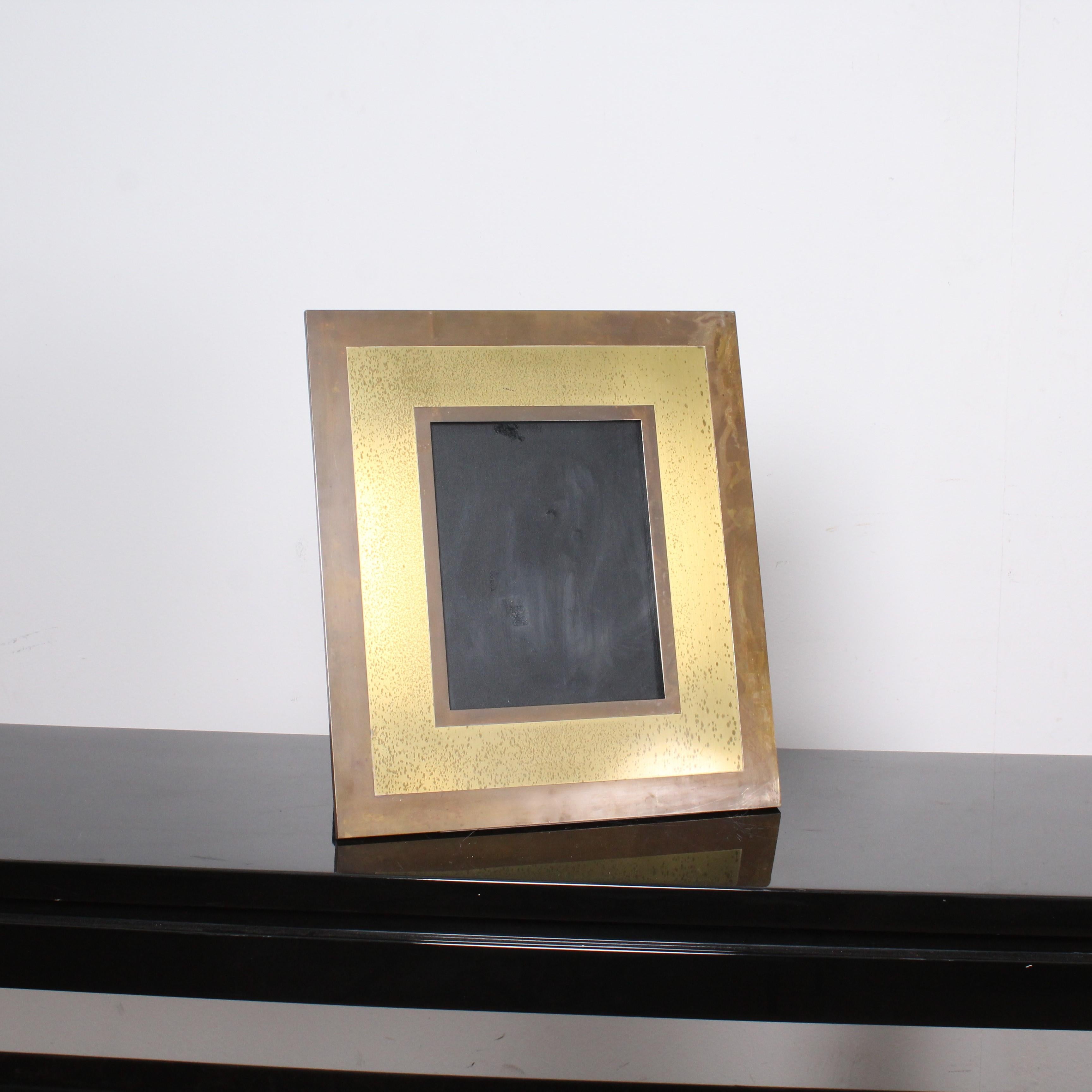 Mid-Century Modern Midcentury Brass Large Picture Frame Tommaso Barbi Italy 1970s 