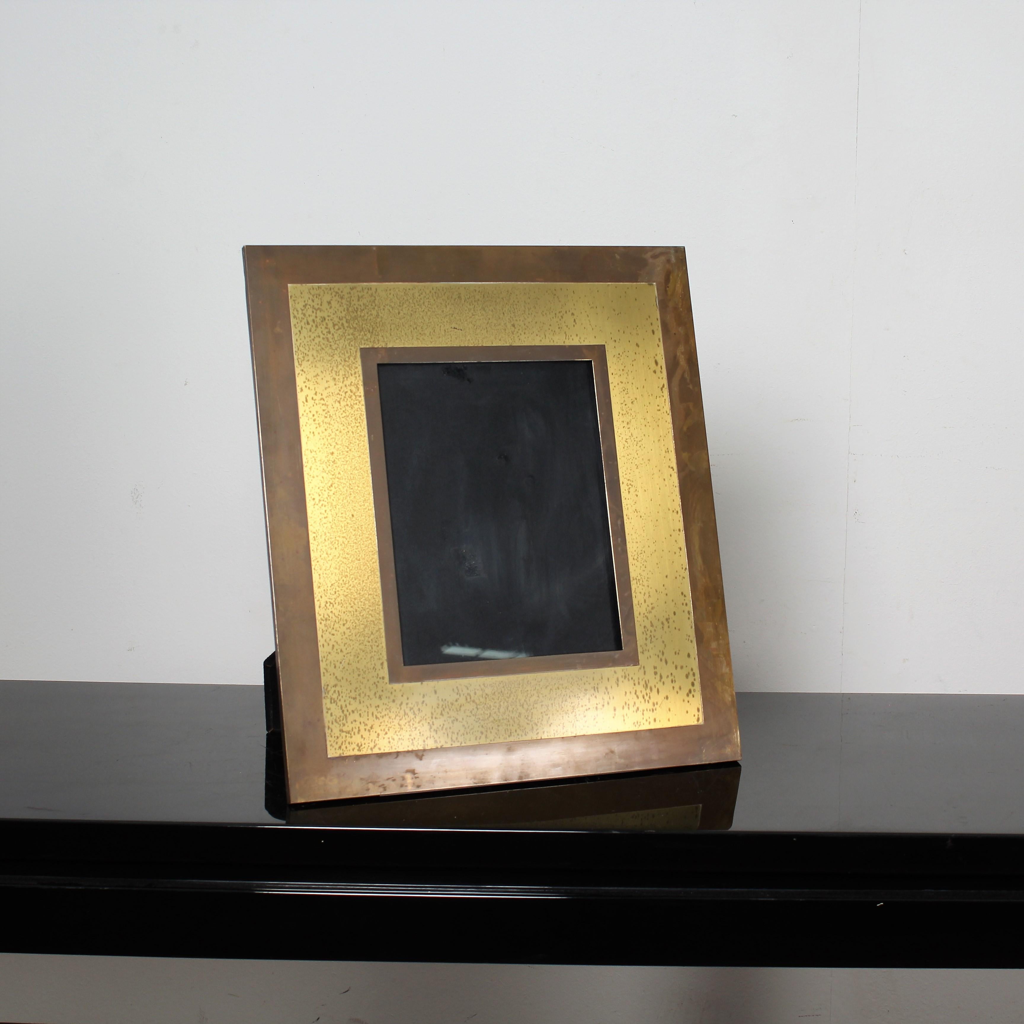 Italian Midcentury Brass Large Picture Frame Tommaso Barbi Italy 1970s 
