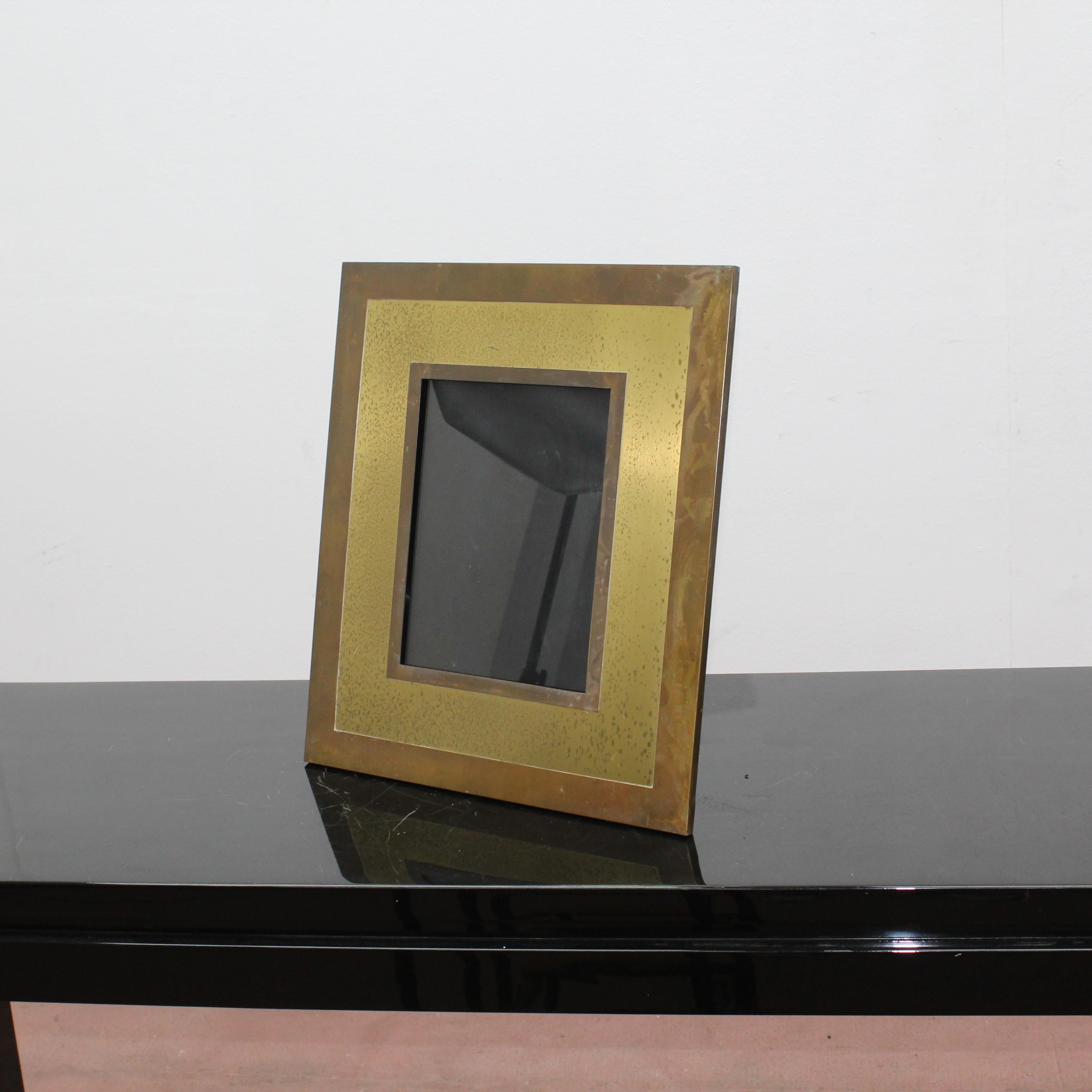 Mid-20th Century Midcentury Brass Large Picture Frame Tommaso Barbi Italy 1970s 