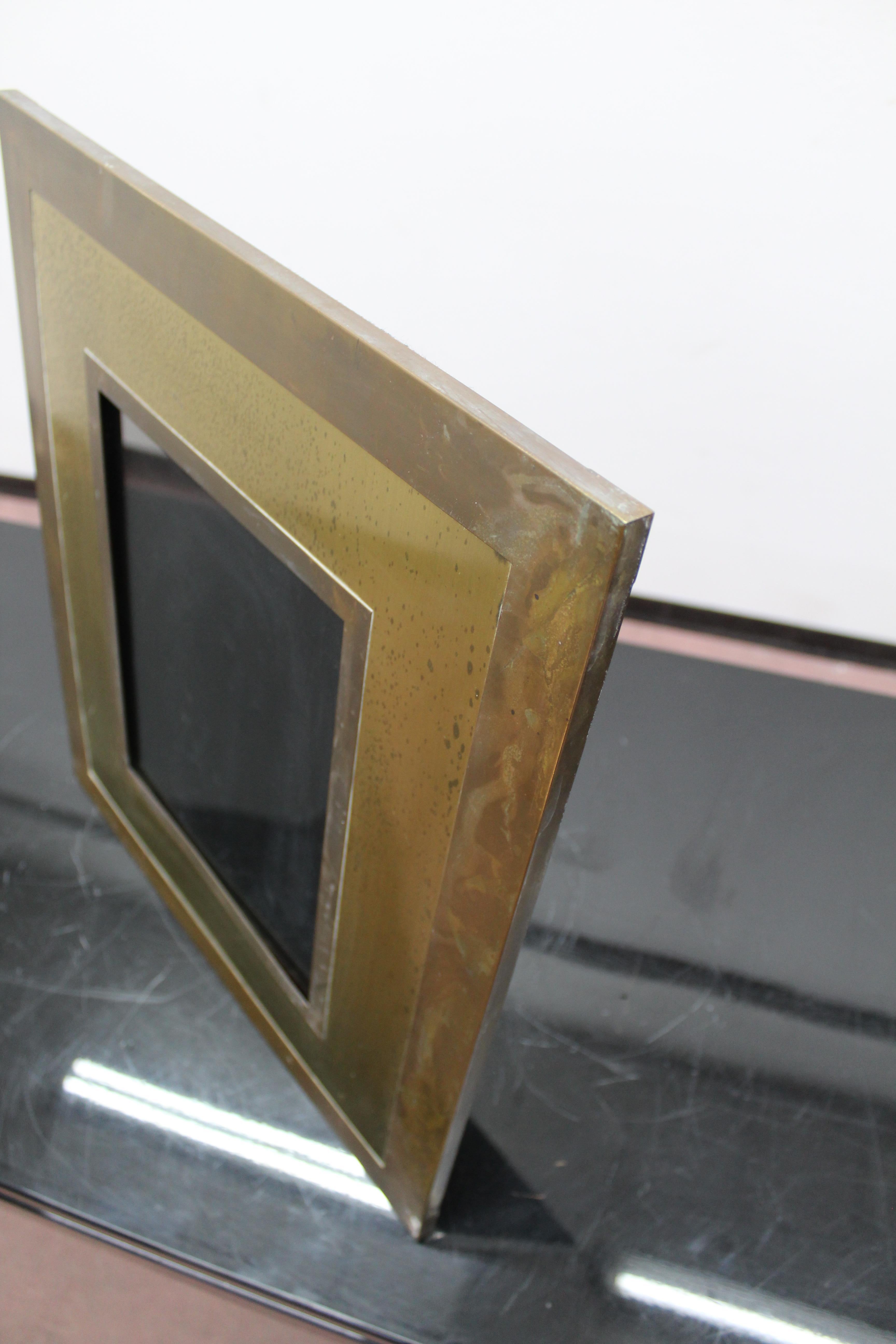Midcentury Brass Large Picture Frame Tommaso Barbi Italy 1970s  1