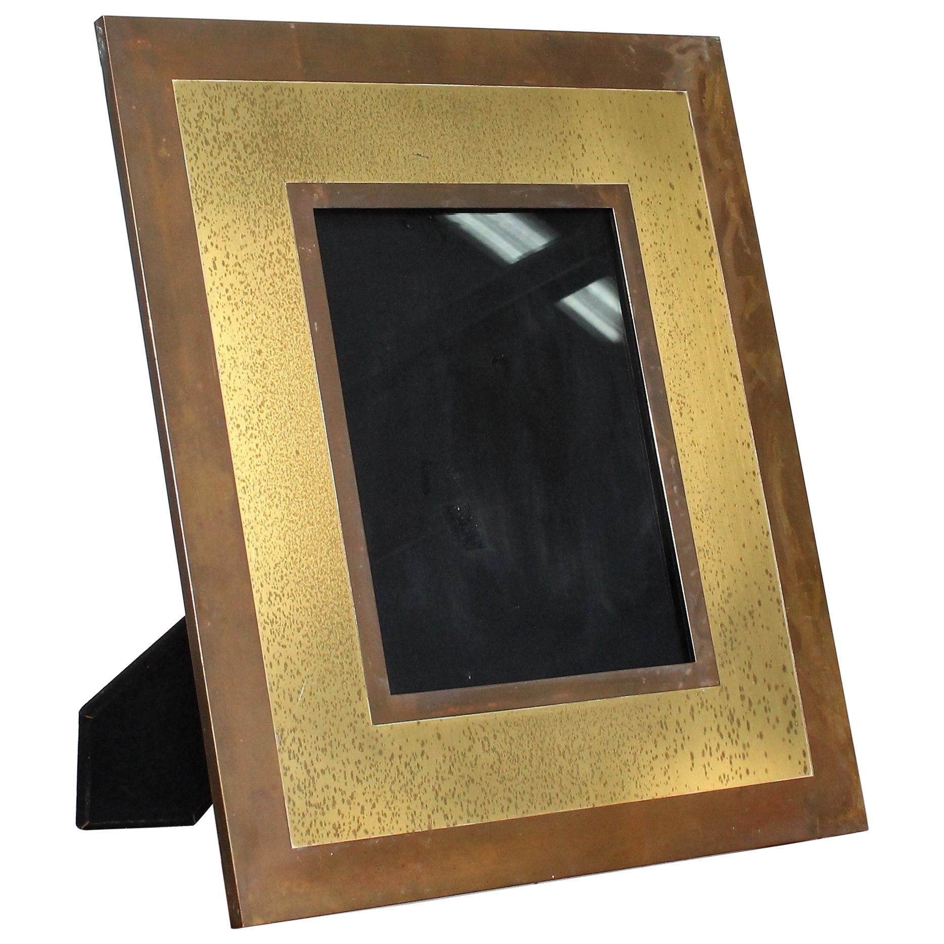Midcentury Brass Large Picture Frame Tommaso Barbi Italy 1970s 