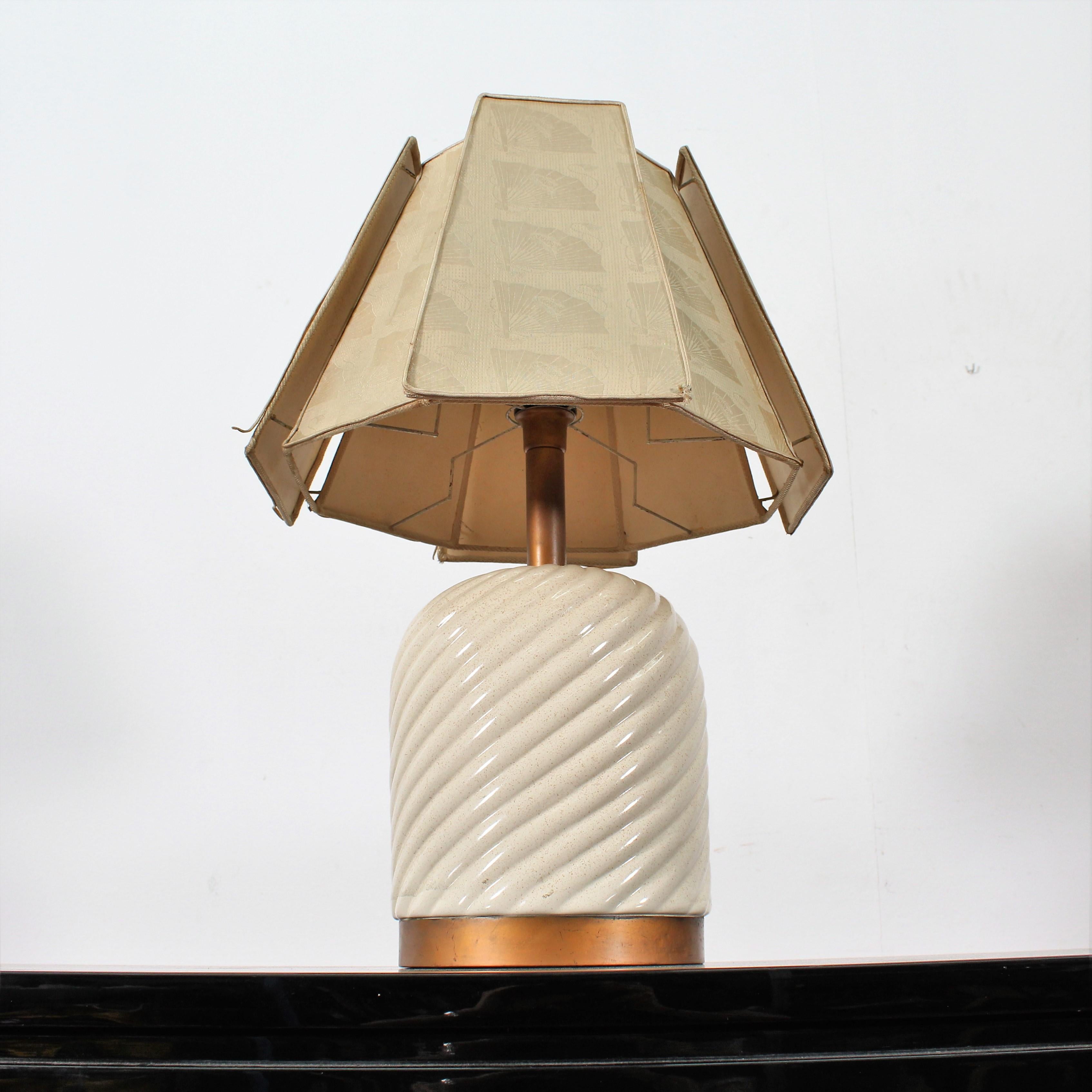 Mid-Century Modern Midcentury White Ceramic Table Lamp Tommaso Barbi, Italy 1970s 