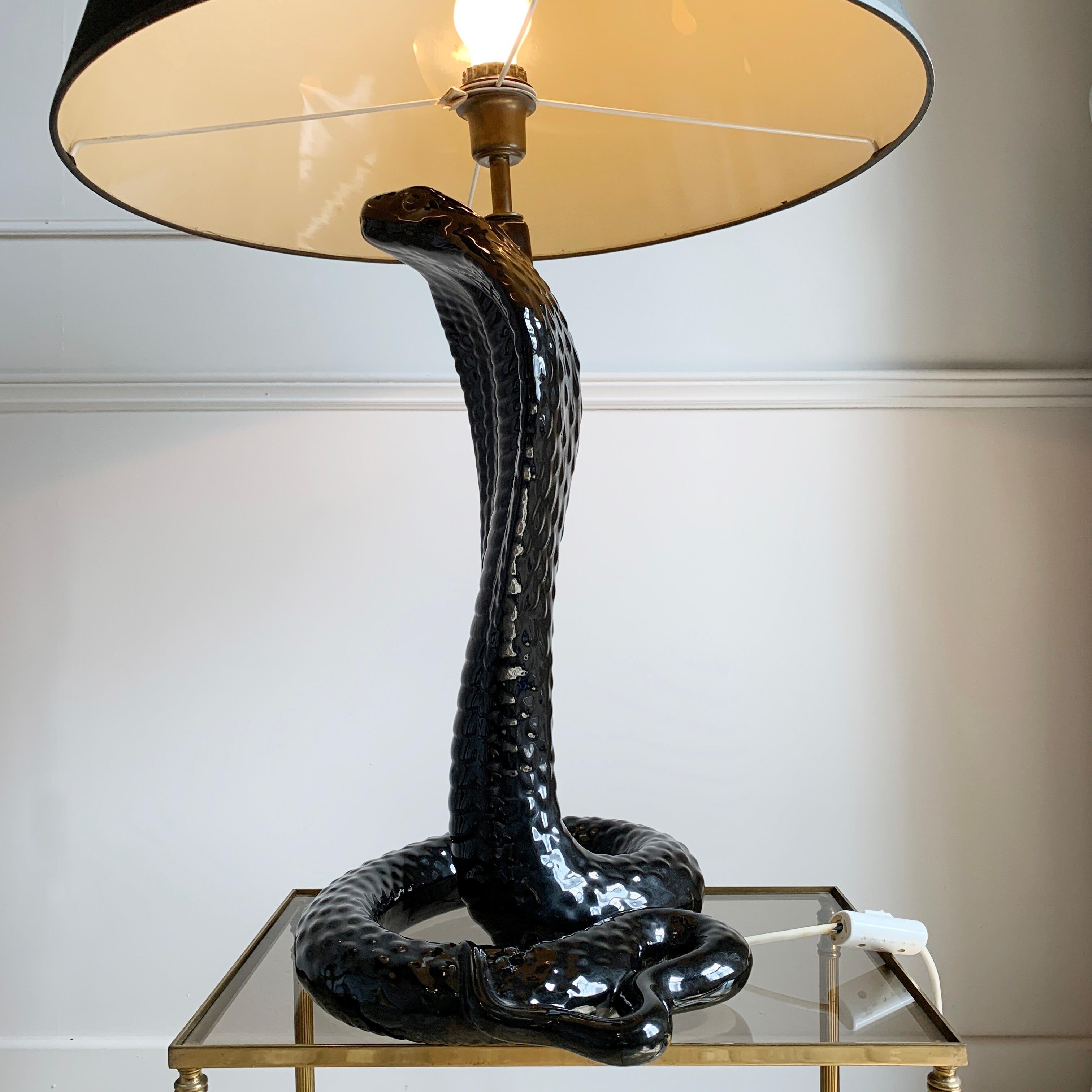 Tommaso Barbi Black Cobra Lamp In Good Condition For Sale In Hastings, GB