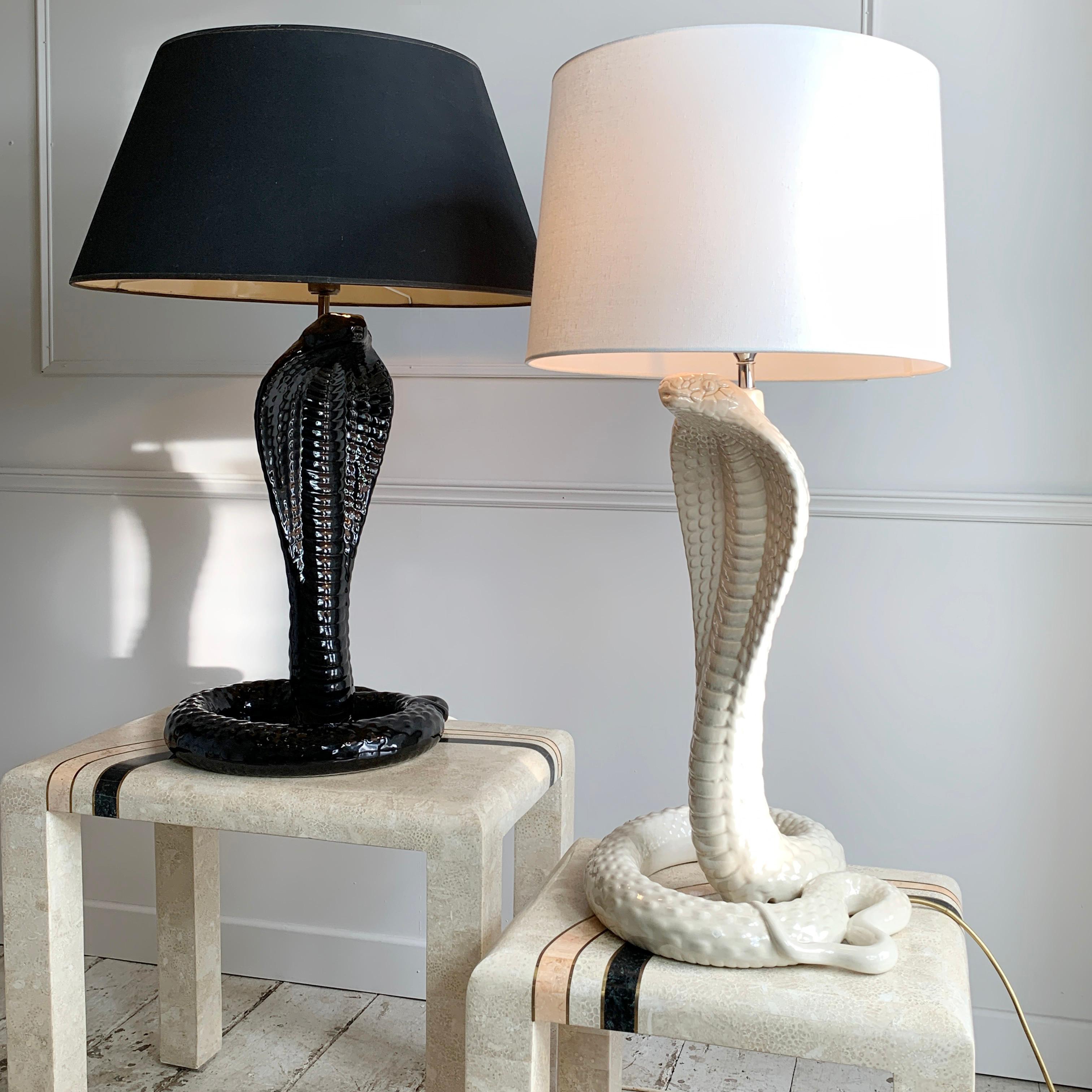 Ceramic Tommaso Barbi Black Cobra Lamp For Sale