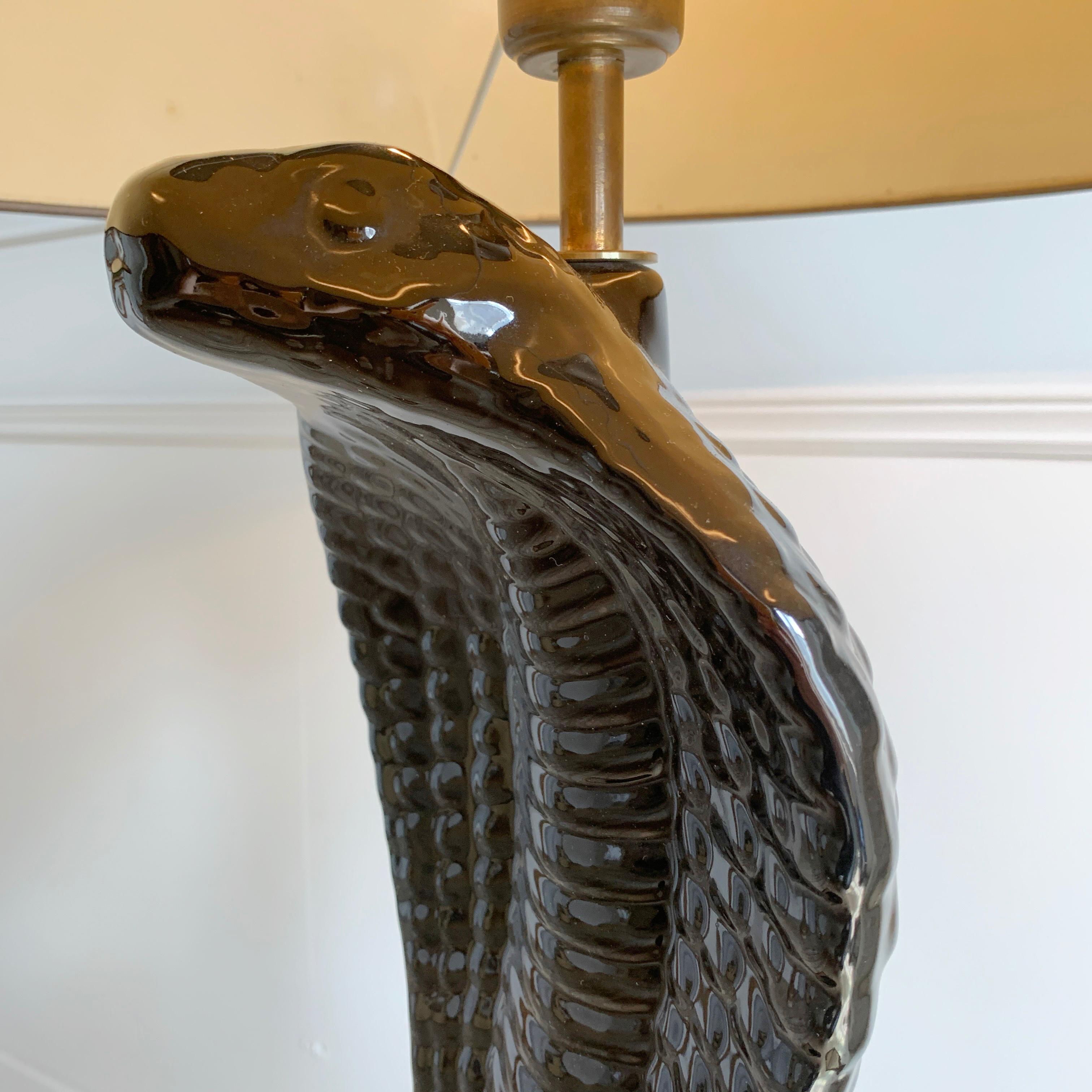 Céramique Lampe Tommaso Barbi Cobra noire en vente