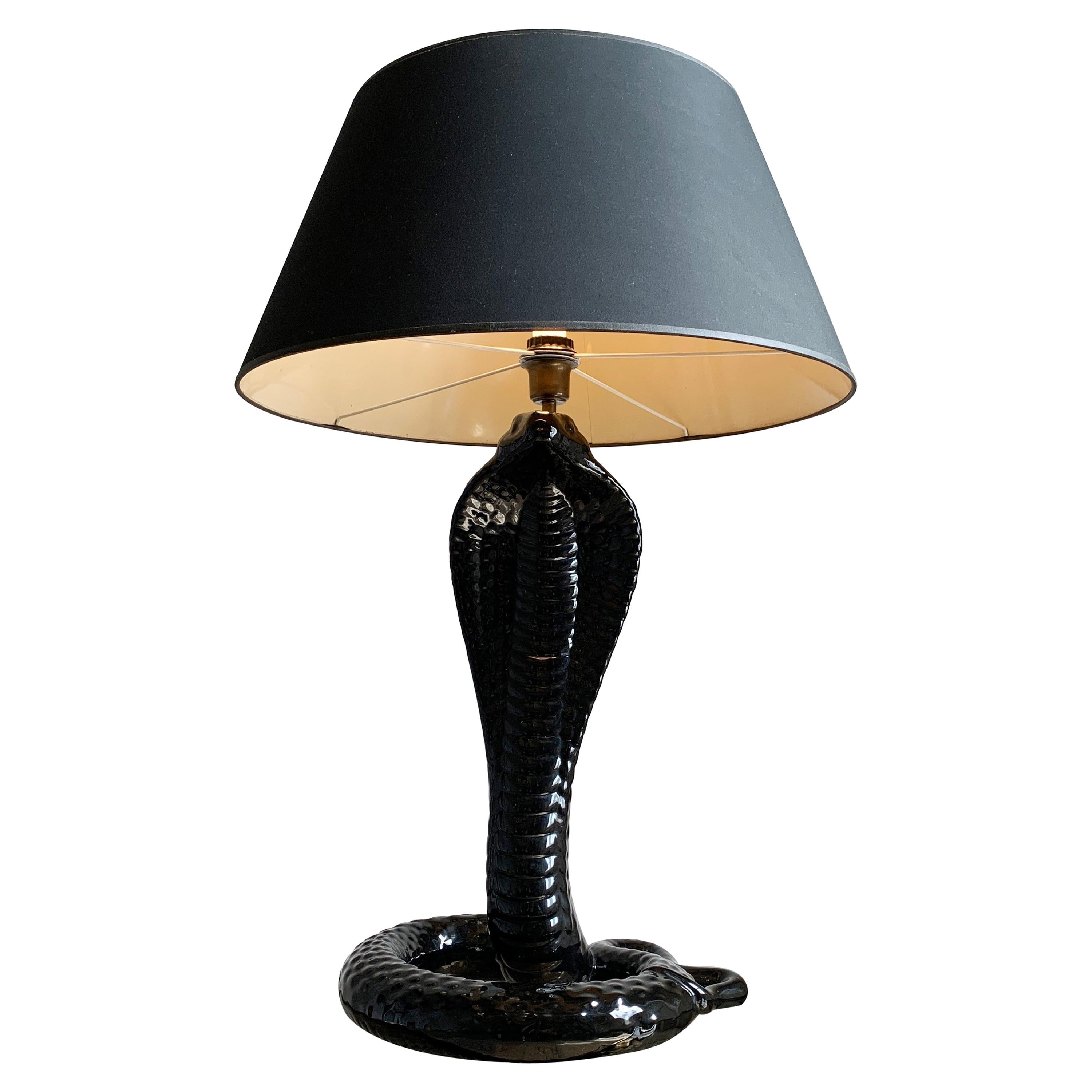 Schwarze Cobra-Lampe von Tommaso Barbi im Angebot