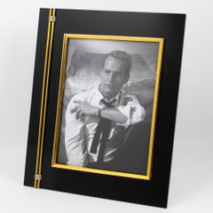 Tommaso Barbi Black Lucite and Brass Decor Picture Frame, circa 1970