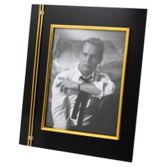 Tommaso Barbi Black Lucite and Brass Decor Picture Frame, circa 1970