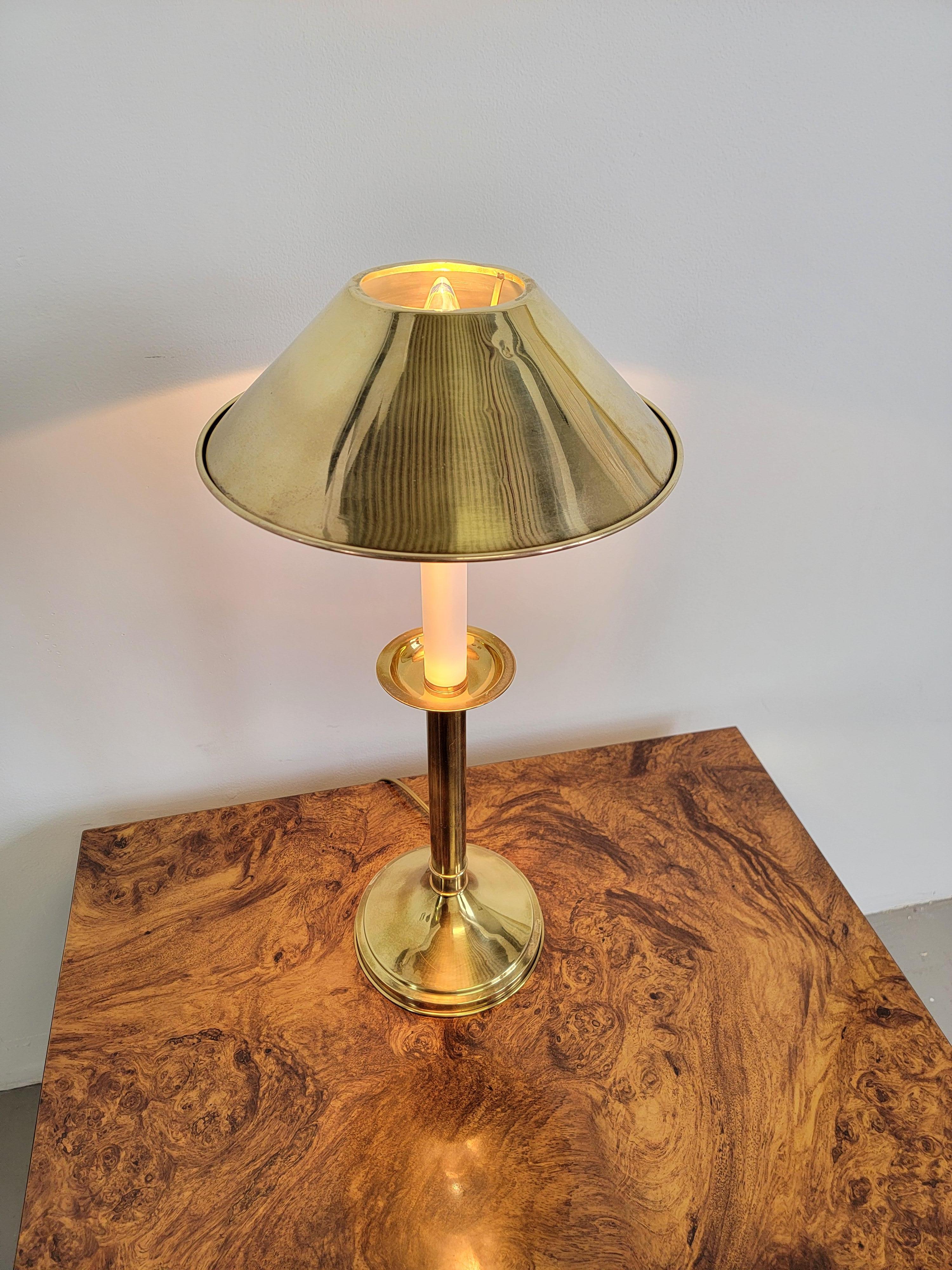 Italian Tommaso Barbi Brass And Lacquer Table Lamp  For Sale