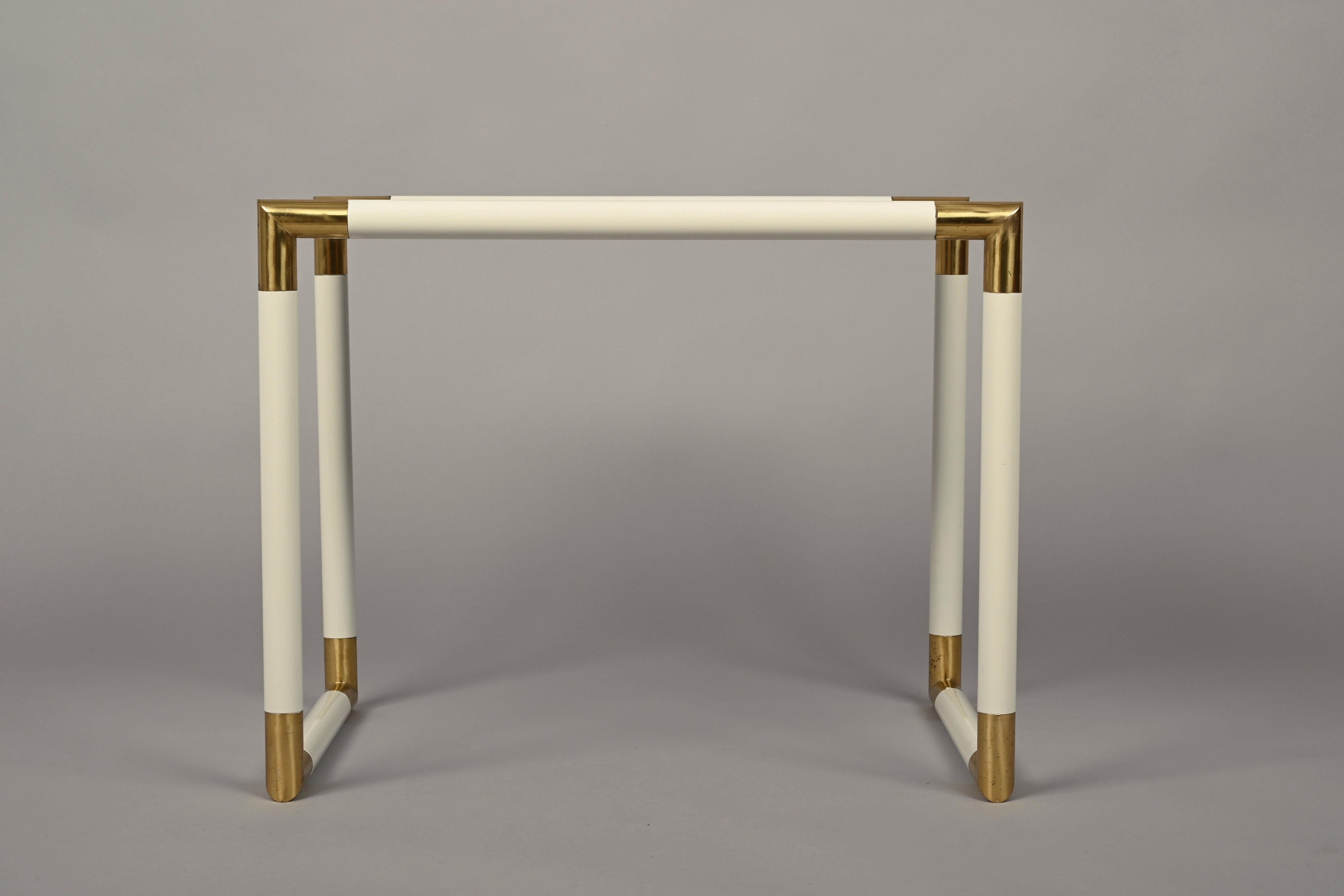 Tommaso Barbi Brass and Mirrored Glass Italian Coffee Table, 1970s For Sale 10