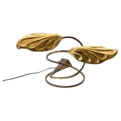 Vintage Tommaso Barbi Brass Leaf Desk Lamp