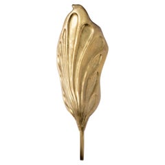 Tommaso Barbi, Italian Design, 20th Century Single Leaf Brass Sconce, Wall Light