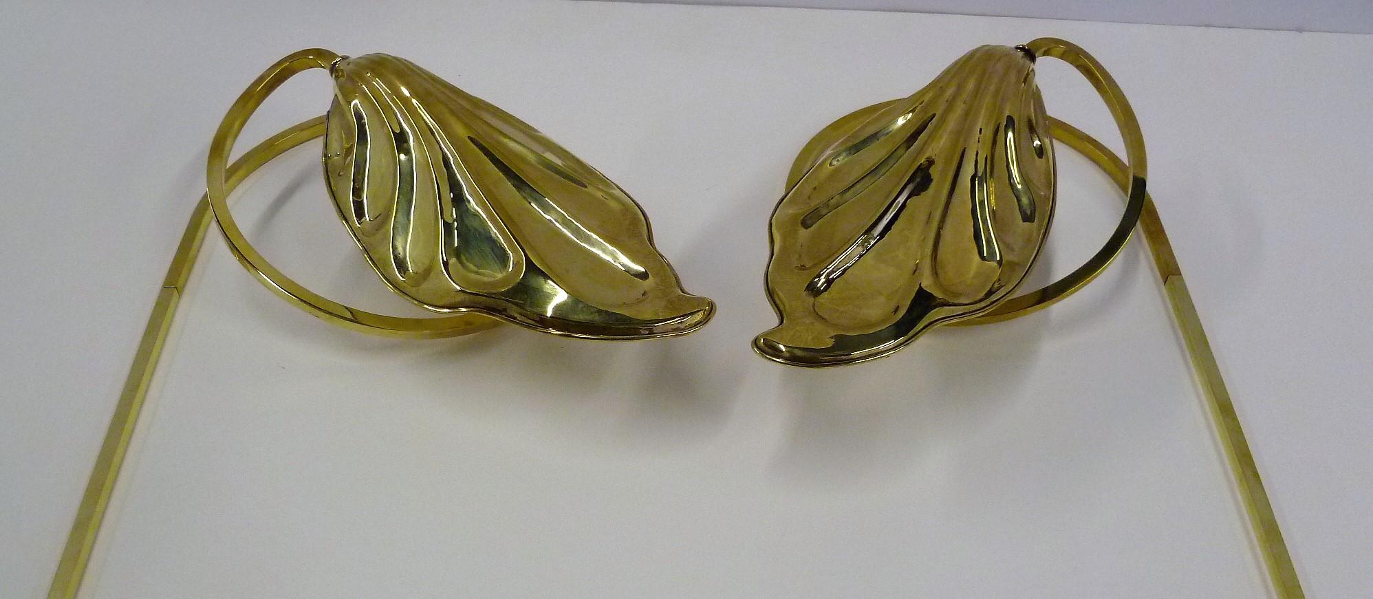 Tommaso Barbi Brass Leaf Sconces Wall Lights for Chapman, 1978 In Good Condition In Miami, FL