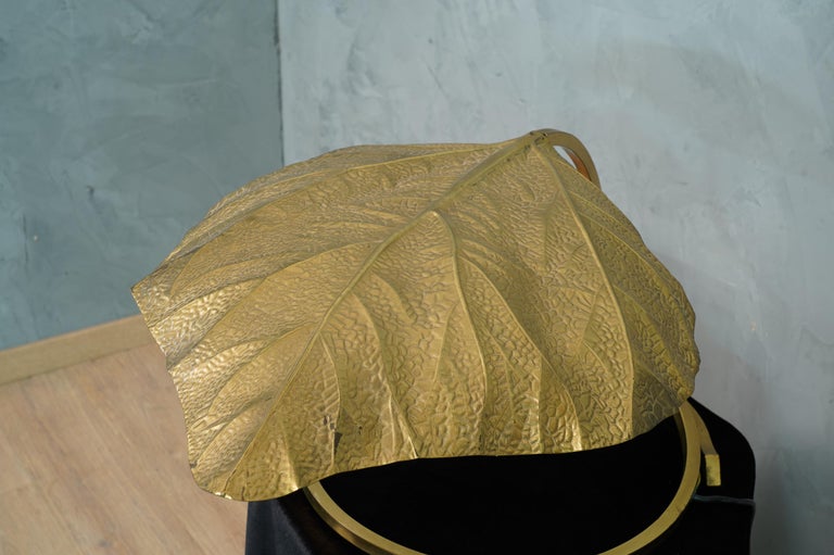 Tommaso Barbi Brass Leaf Table Lamp, 1970 In Good Condition For Sale In Rome, IT