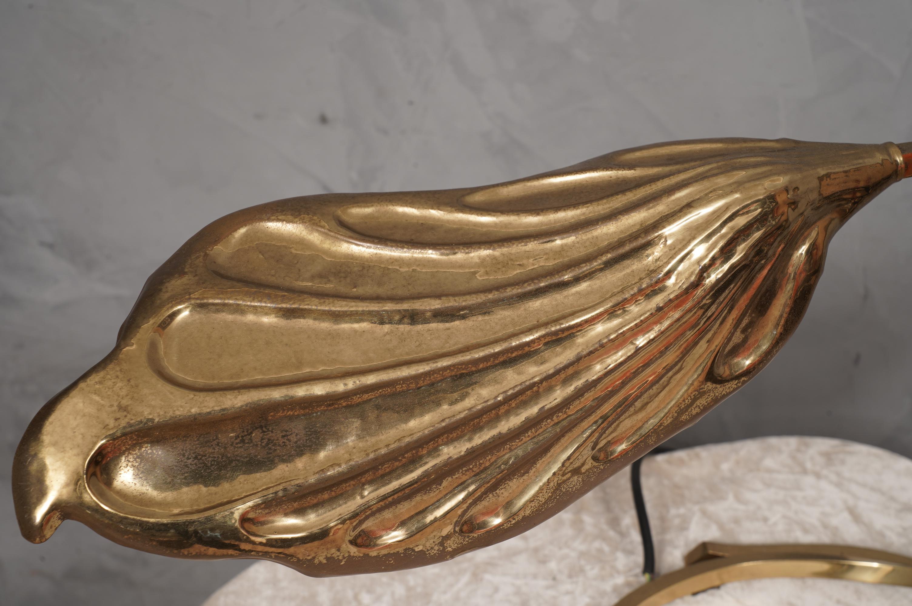 Late 20th Century Tommaso Barbi Brass Leaf Table Lamp, 1970