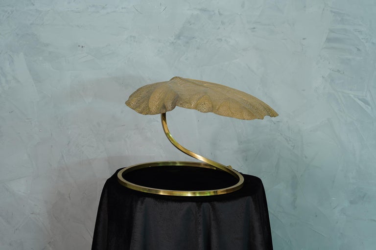 Tommaso Barbi Brass Leaf Table Lamp, 1970 For Sale 3
