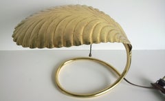 Tommaso Barbi Brass-Plated Metal, One Candelabra Leaf Decorative Table Lamp