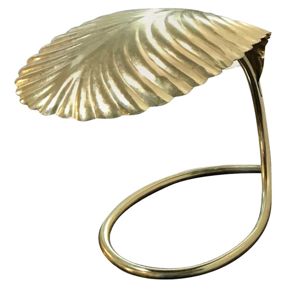 Tommaso Barbi Brass-Plated Metal, One Candelabra Leaf Decorative Table Lamp For Sale