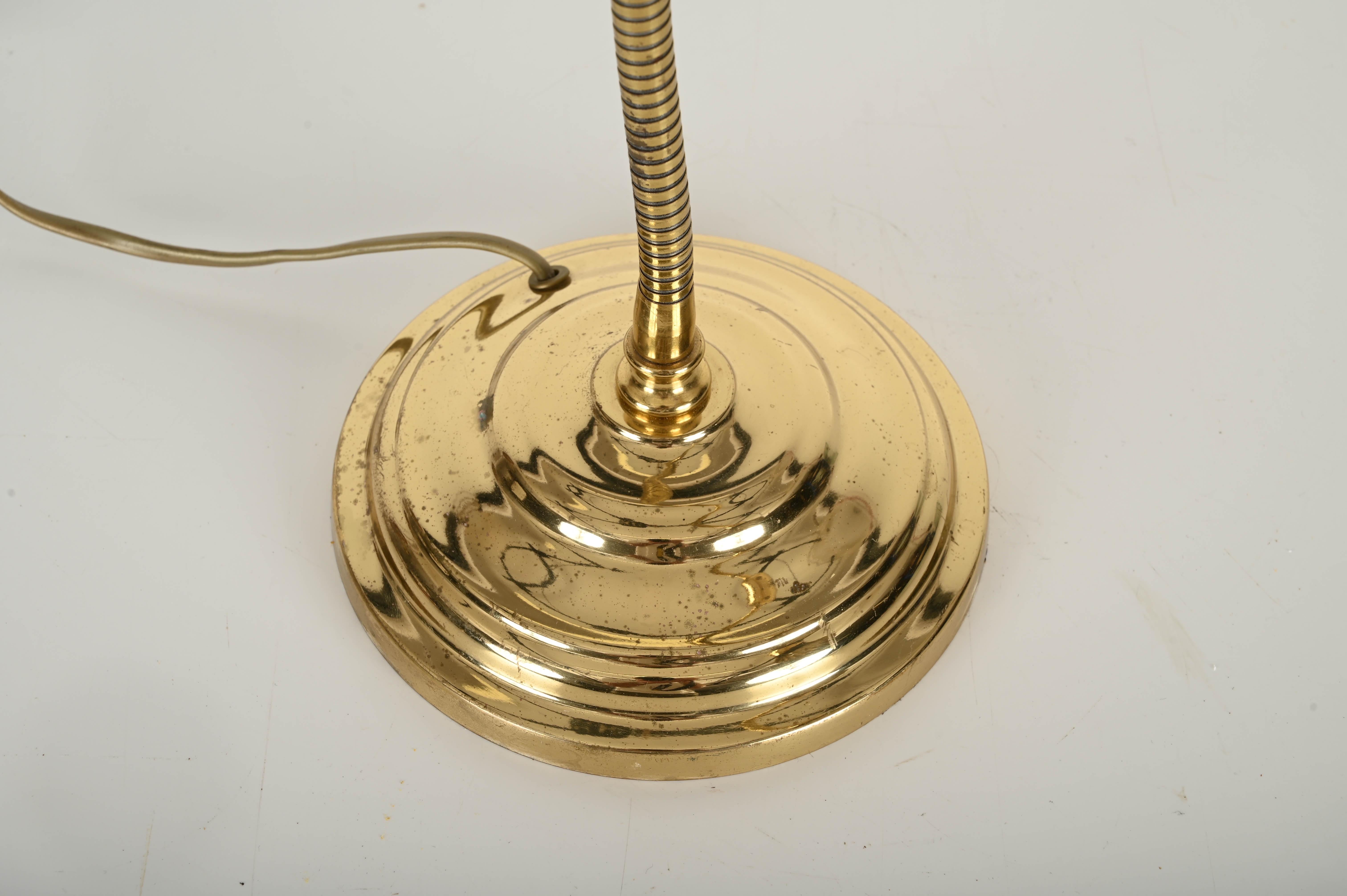 Tommaso Barbi Brass Shell Adjustable Table Lamp, Italy 1970s For Sale 11