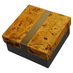 Vintage Tommaso Barbi Burl Wood and Chrome Decoretive cigar box 