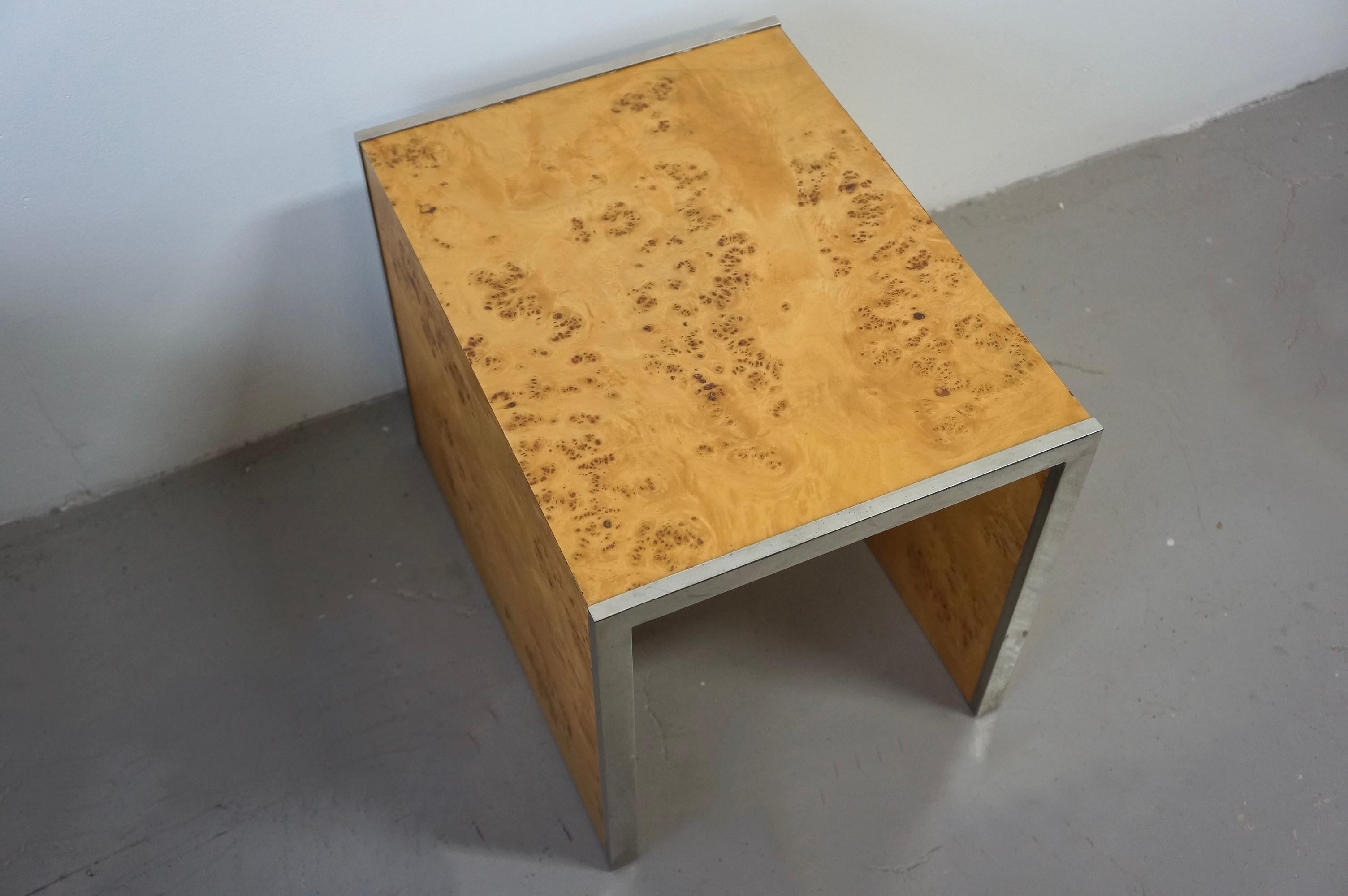 Other Tommaso Barbi Burl Wood And Chrome Nesting Tables 