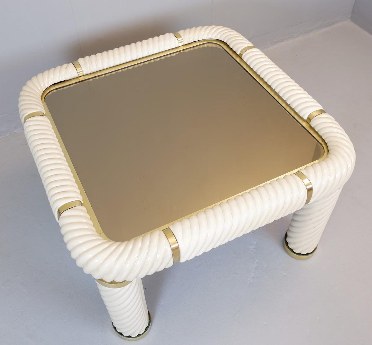 Tommaso Barbi Ceramic and Brass Coffee Table, 1970s In Fair Condition For Sale In Brussels, BE