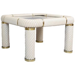 Retro Tommaso Barbi Ceramic and Brass Coffee Table, 1970s