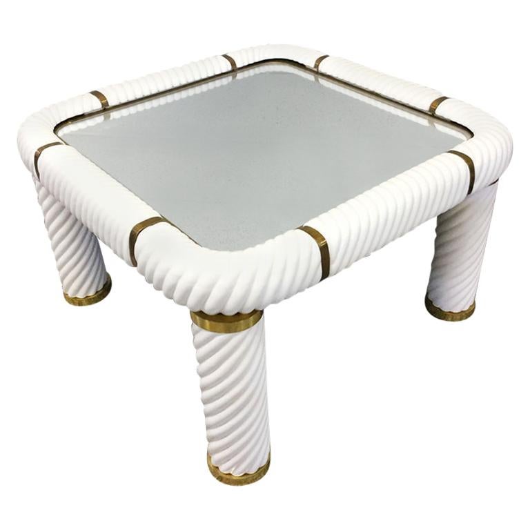 Tommaso Barbi Ceramic and Mirror Brass Coffee Table