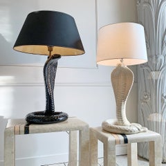 Tommaso Barbi Ceramic Black Cobra Lamp Italy 1970's