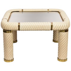 Tommaso Barbi Ceramic Brass and Mirrored Glass Italian Cocktail Table, 1970s