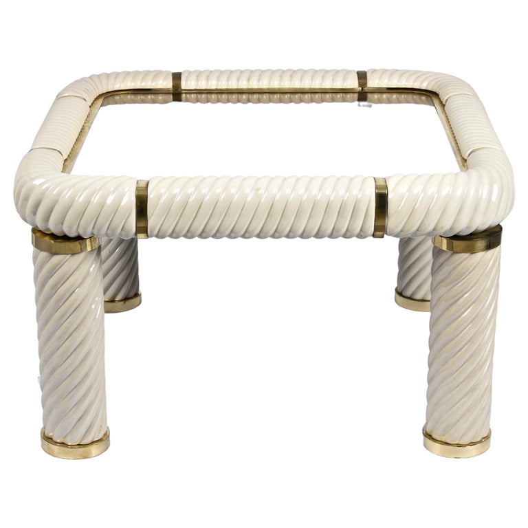 Tommaso Barbi Ceramic Brass and Mirrored Glass Italian Coffee Table, 1970s For Sale 4