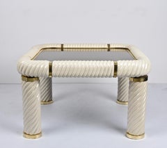 Tommaso Barbi Ceramic Brass and Mirrored Glass Italian Coffee Table, 1970s