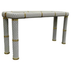 Tommaso Barbi Ceramic & Brass Spiral Gray 60" Hollywood Regency Console Table