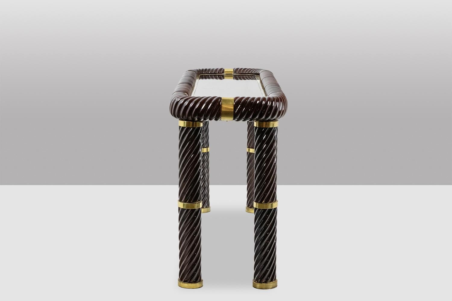Tommaso Barbi. Ceramic console table with mirrored top. Italy, circa 1970. For Sale 5