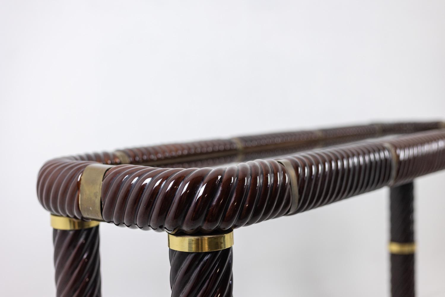 Italian Tommaso Barbi. Ceramic console table with mirrored top. Italy, circa 1970. For Sale