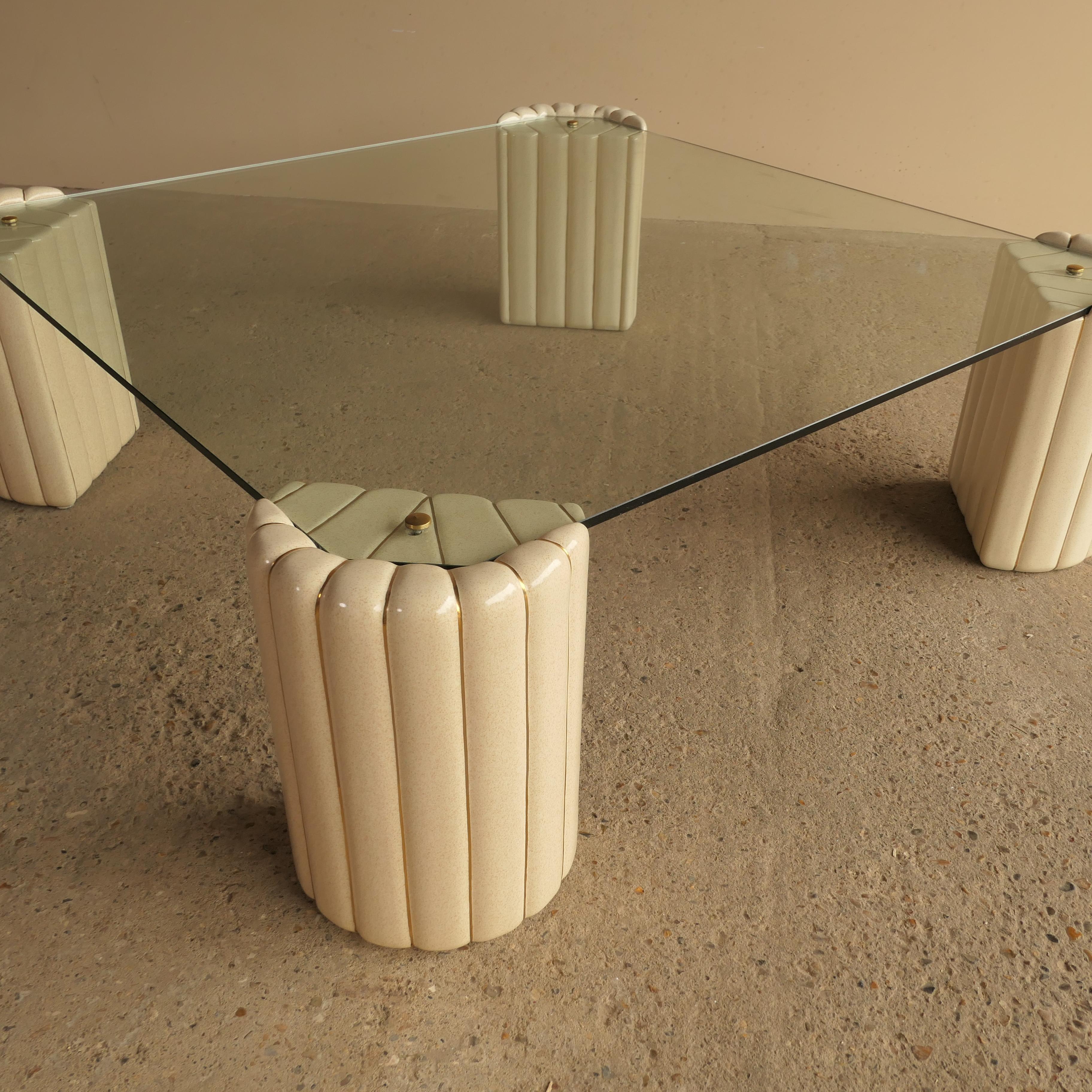 Italian Tommaso Barbi Ceramic Hollywood Regency Coffee Table For Sale