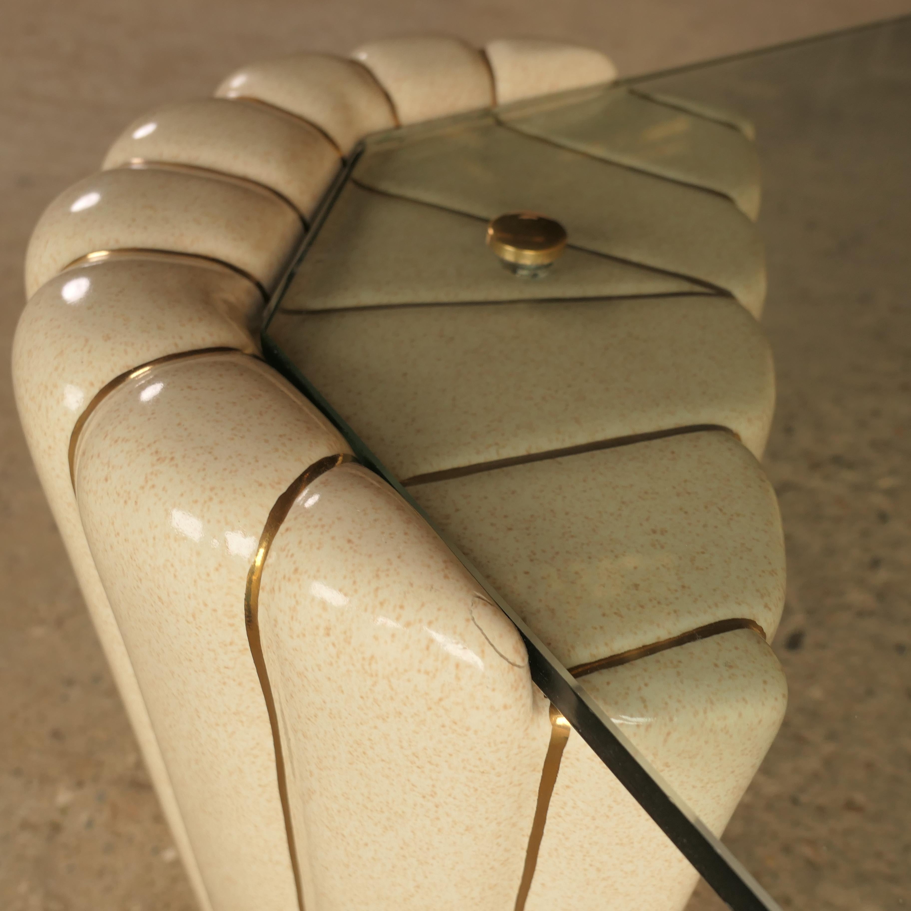 Late 20th Century Tommaso Barbi Ceramic Hollywood Regency Coffee Table For Sale