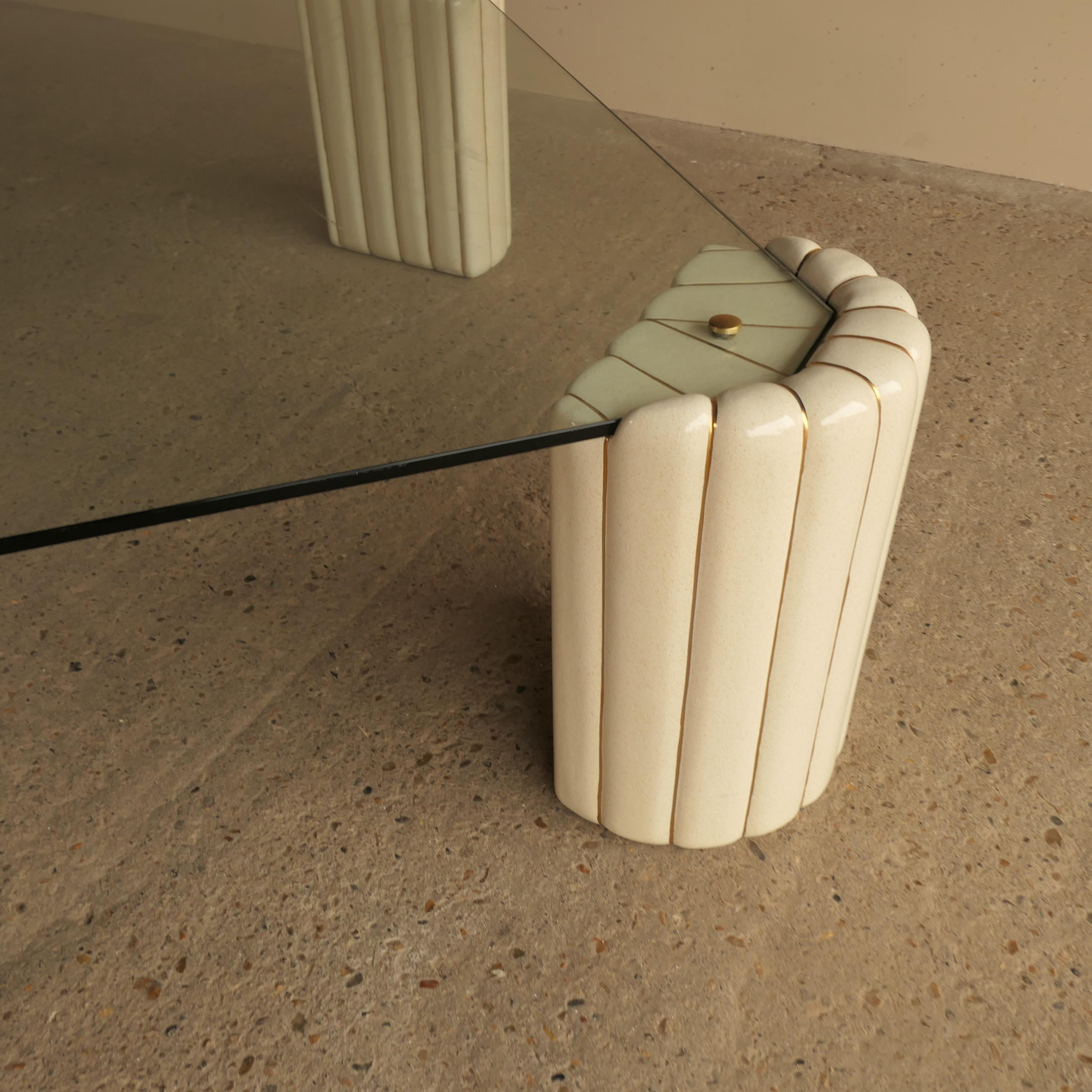 Brass Tommaso Barbi Ceramic Hollywood Regency Coffee Table For Sale