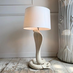 Tommaso Barbi Ceramic White Cobra Lamp Italy 1970's